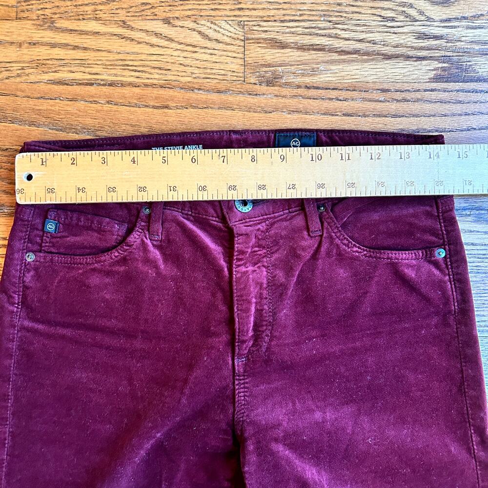 AG Adriano Goldschmied The Stevie Ankle Burgundy Wine Slim Straight 27R - Picture 8 of 10